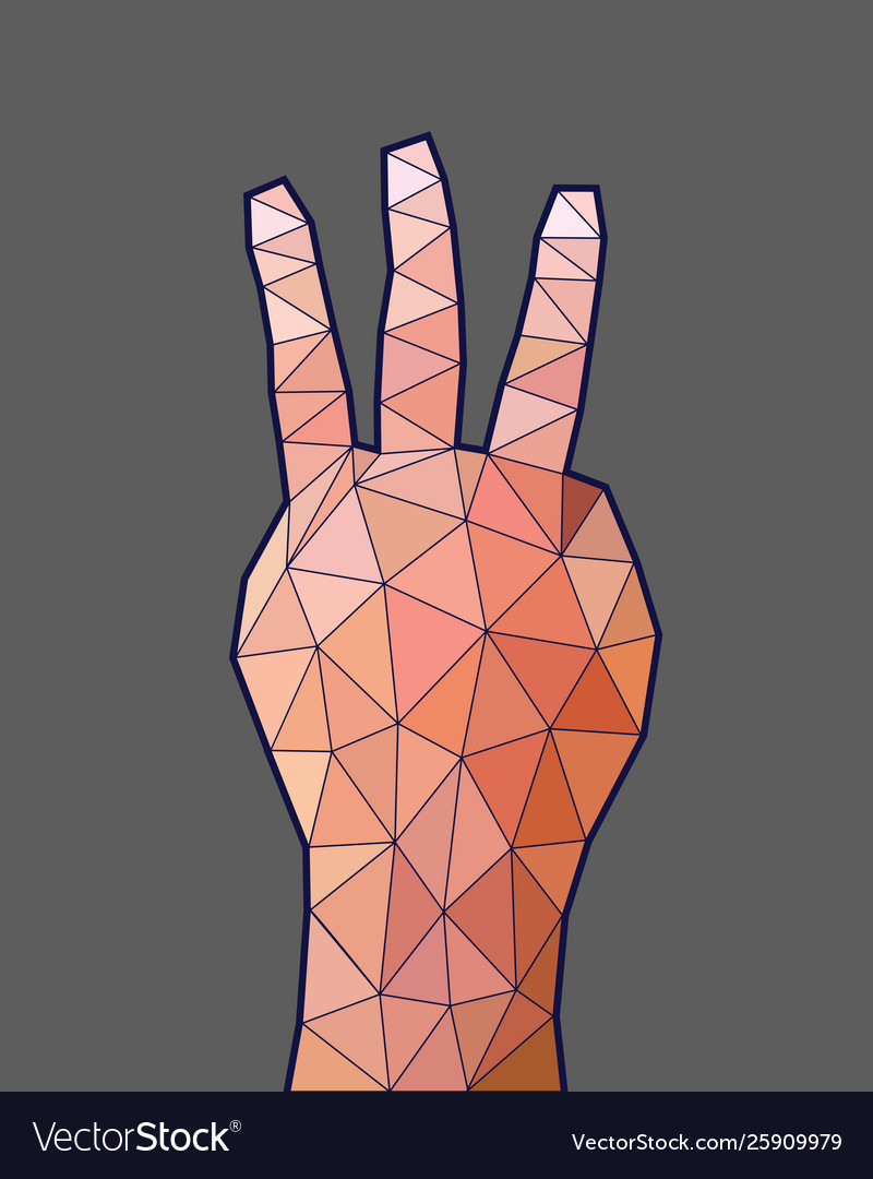 Abstract low poly hand gesture number three Vector Image Abstract low poly hand gesture number three