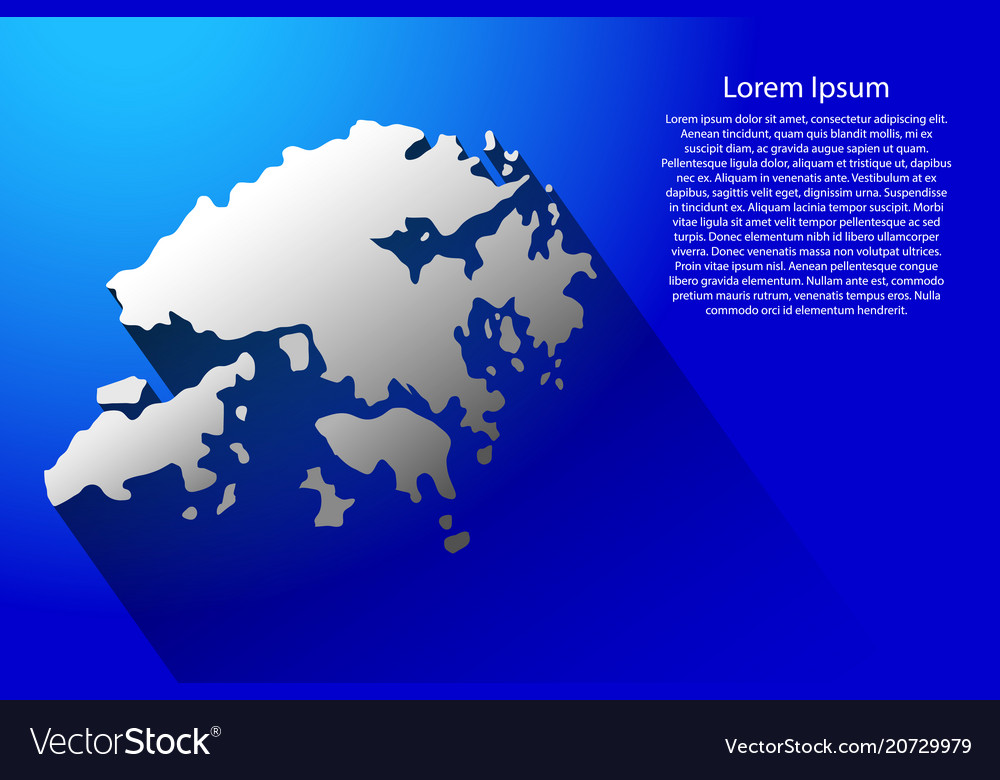 Abstract map of hong kong with long shadow