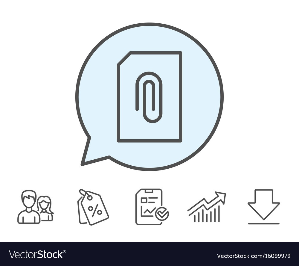 Attach document line icon file sign