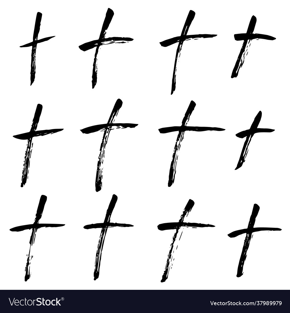 Christian cross painted brush isolated symbols Vector Image