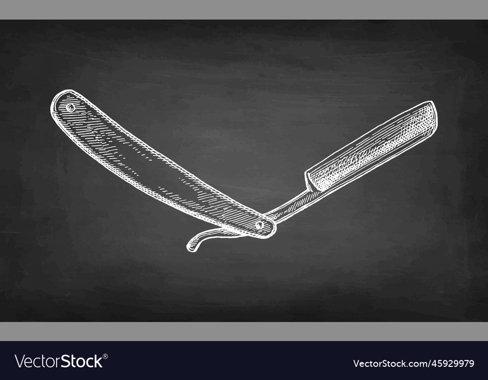 Folding straight razor chalk sketch Royalty Free Vector