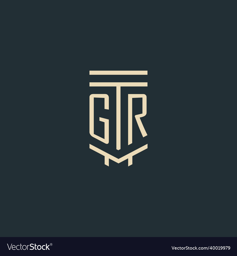 Gr initial monogram with simple line art pillar