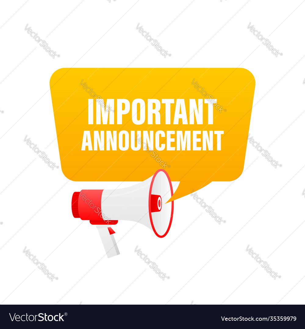 Hand holding megaphone with important announcement