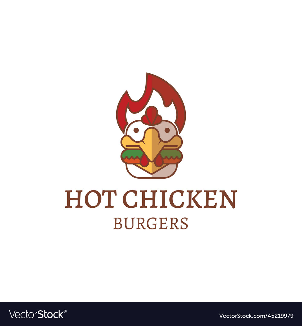 Hot chicken burgers logo image Royalty Free Vector Image