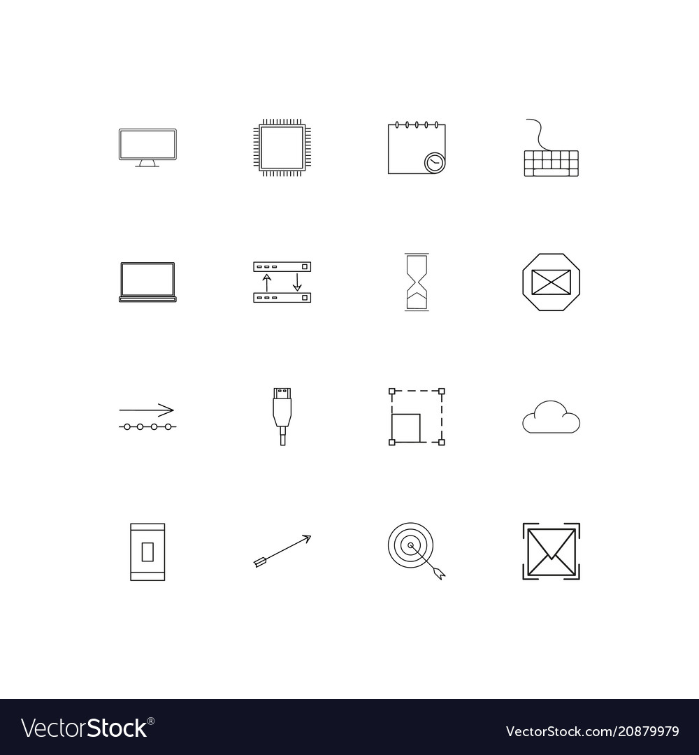 Internet technologies linear thin icons set