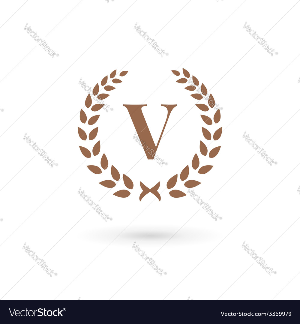 letter v laurel wreath