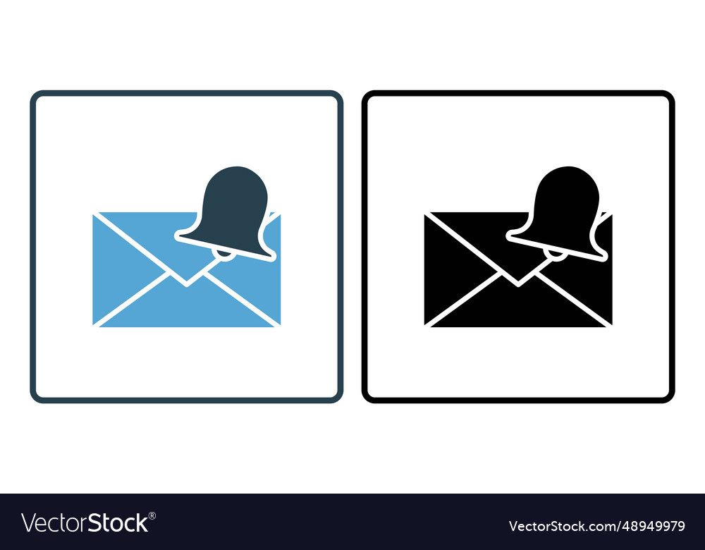 Mail notification icon envelope with bell