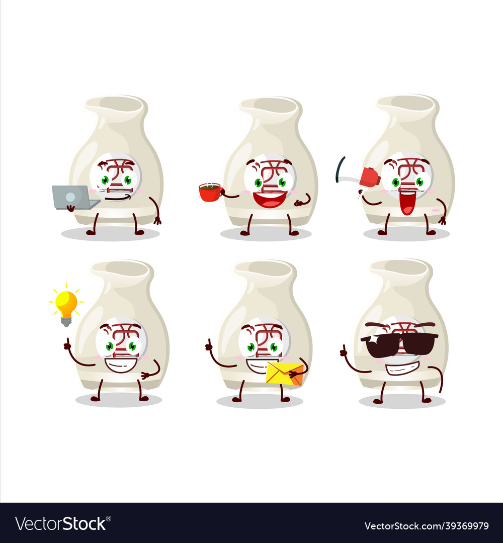 Sake drink cartoon character with various types