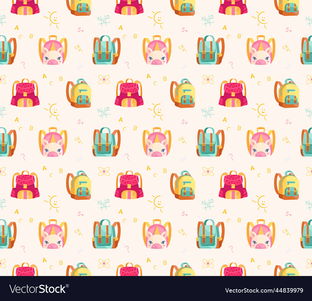 Seamless pattern with backpacks vector image Seamless pattern with backpacks