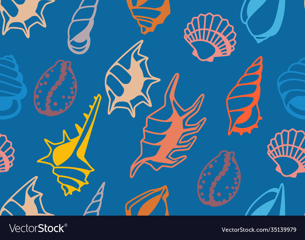 Seamless pattern with seashells vector image Seamless pattern with seashells