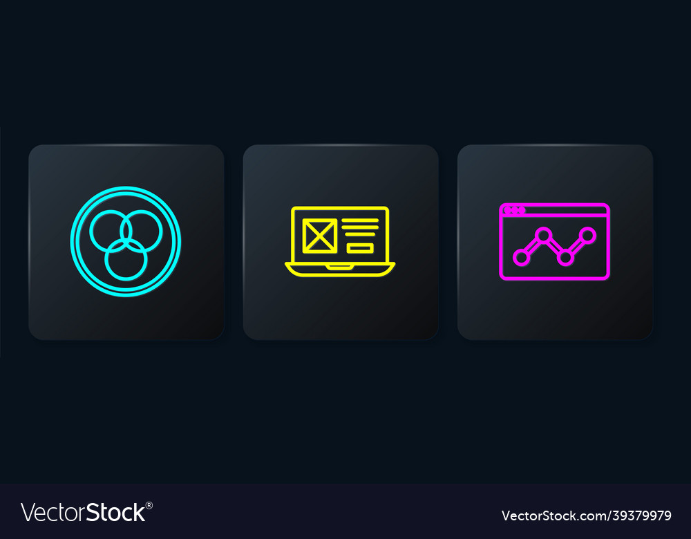 Set line rgb and cmyk color mixing website vector image Set line rgb and cmyk color mixing website