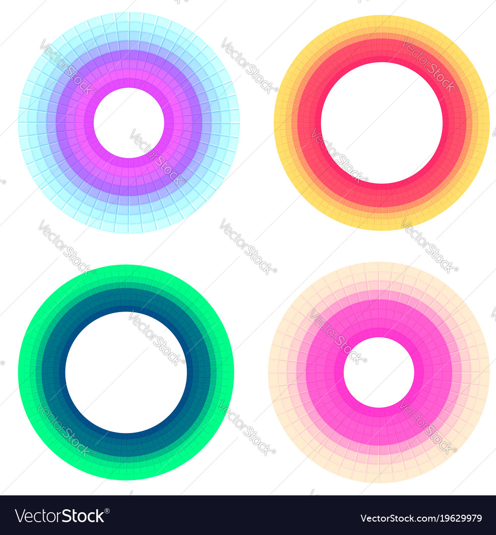 Set of round frames made multicolored blocks