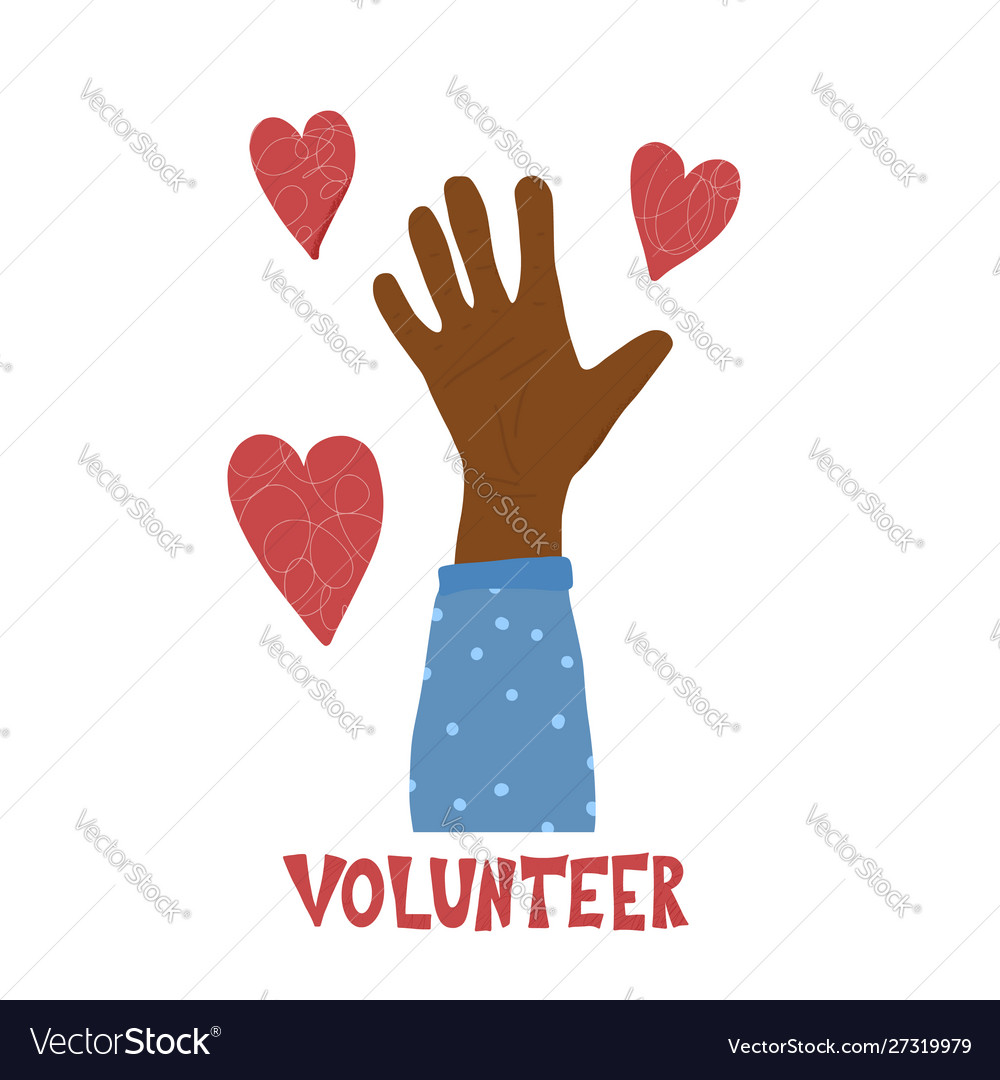 Volunteers hands up concept simple design