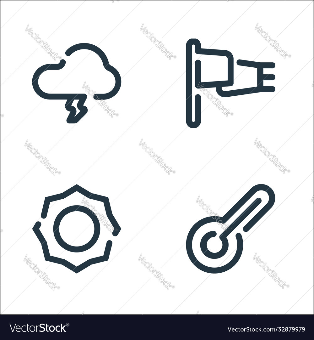 Weather line icons linear set quality vector image Weather line icons linear set quality
