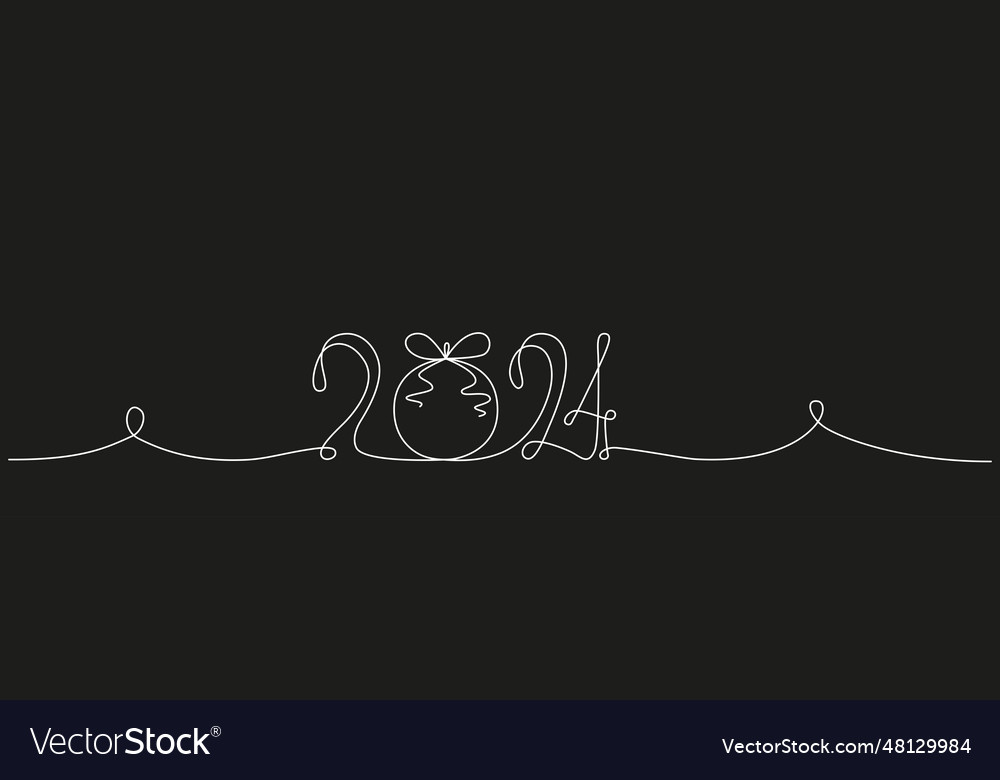 2024 continuous single line sign stock Vector Image 2024 continuous single line sign stock