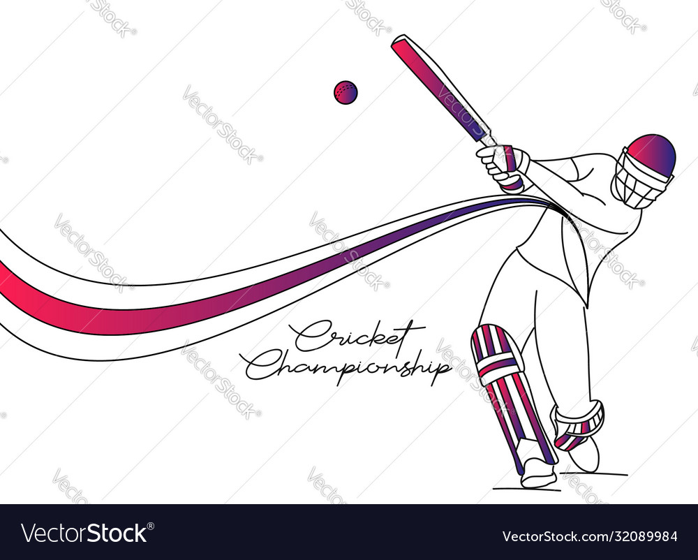 Abstract colorful pattern with batsman and bowler
