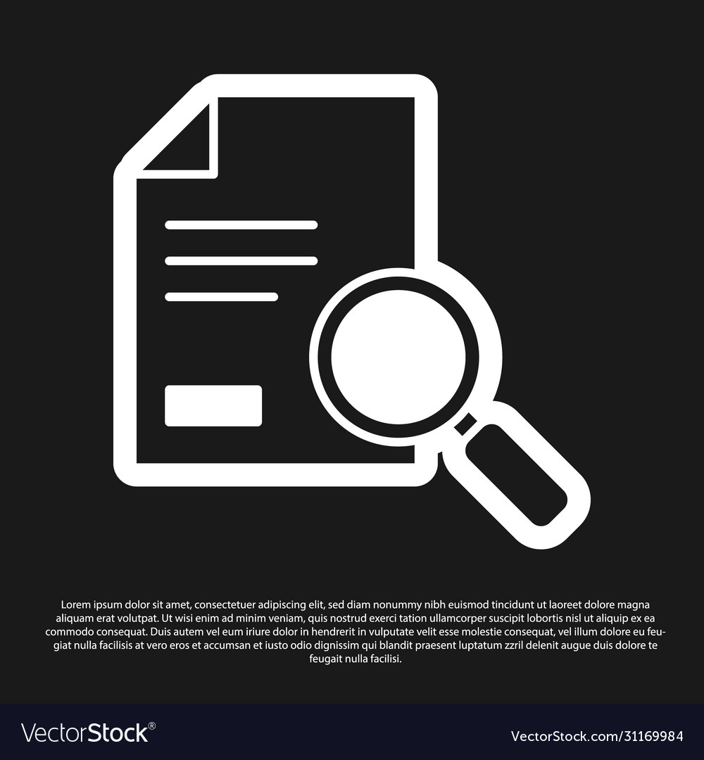 Black document with search icon isolated on vector image Black document with search icon isolated on