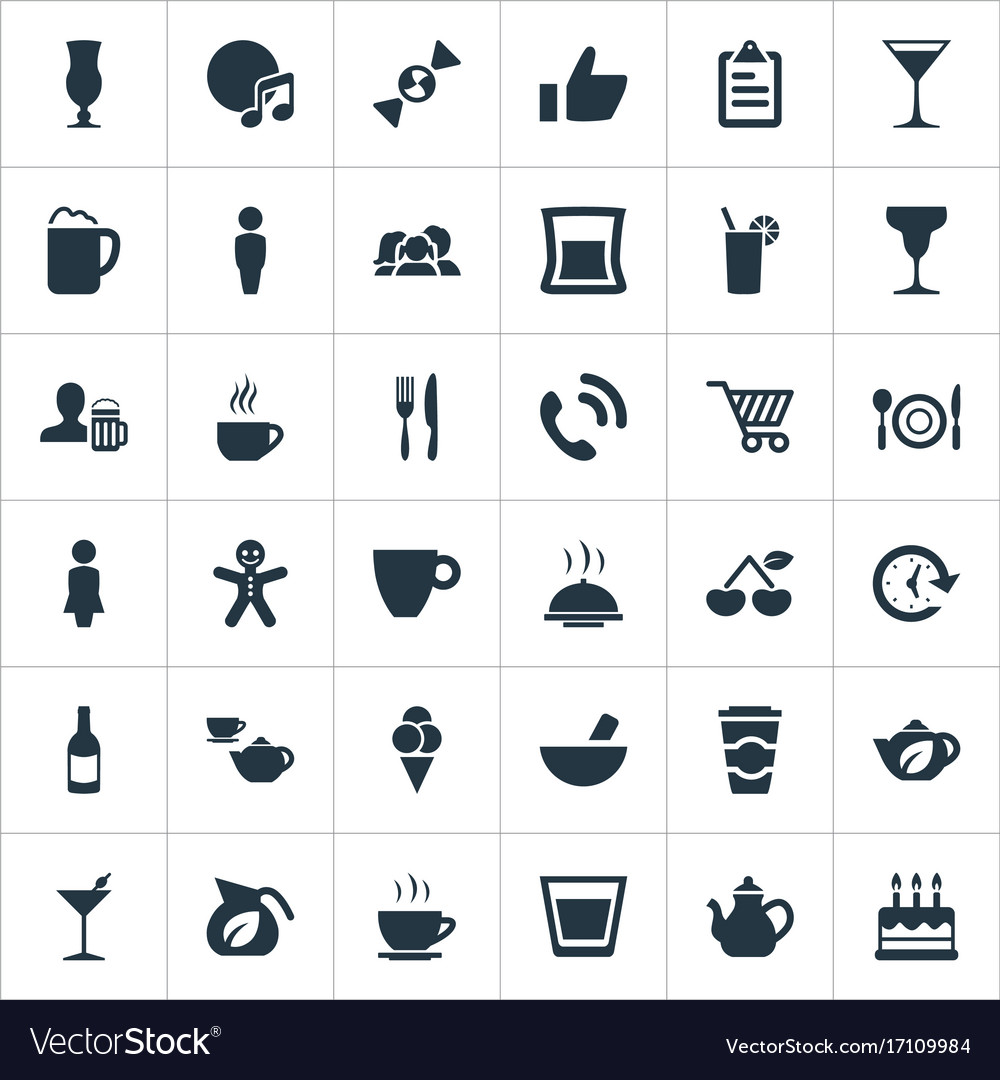 Cafe Icons Set - Simple Food & Beverage