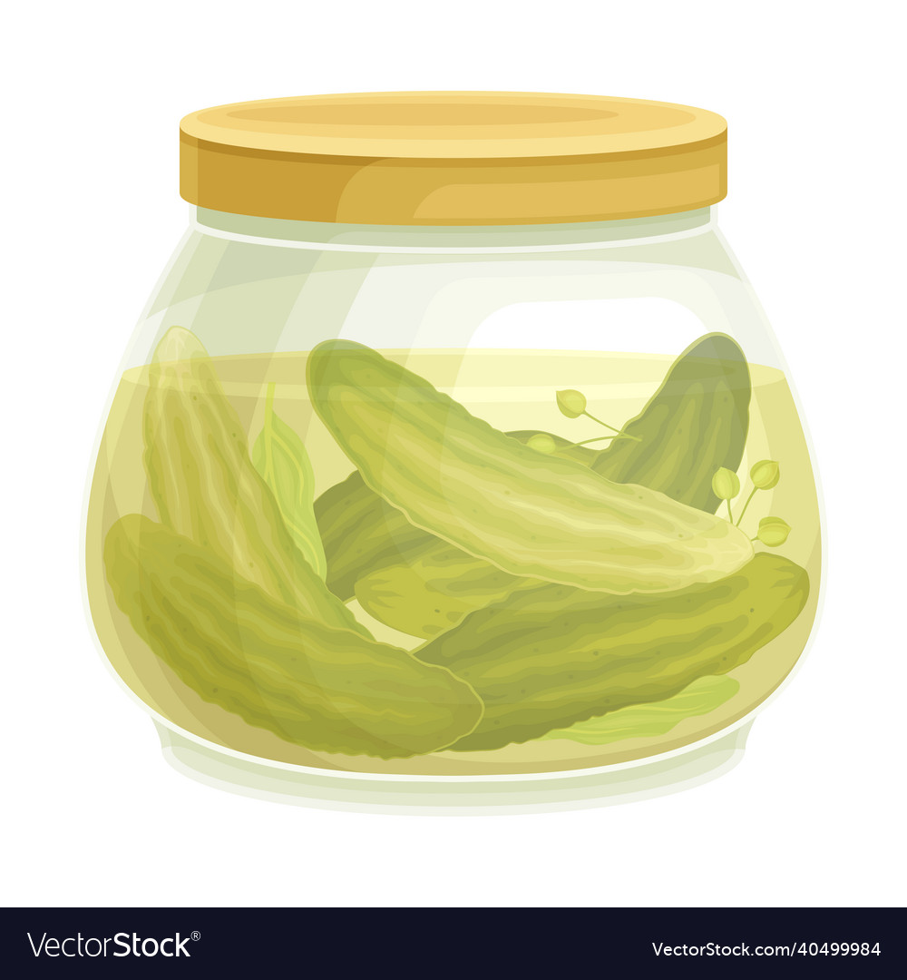 Canned whole pickled cucumber or gherkin preserved