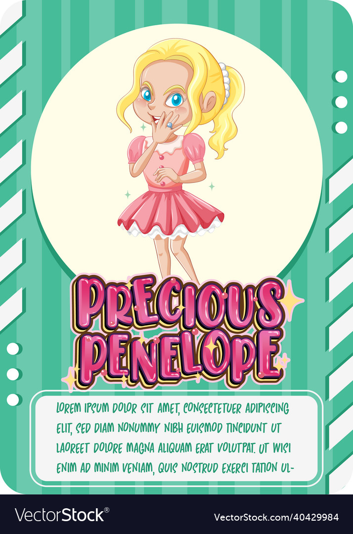 Character game card template with word precious