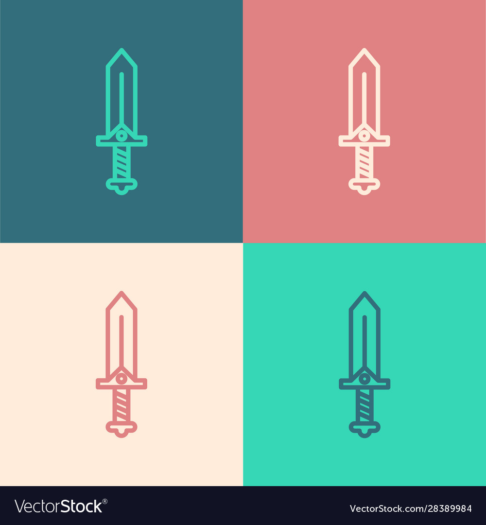 Color line sword for game icon isolated on vector image Color line sword for game icon isolated on