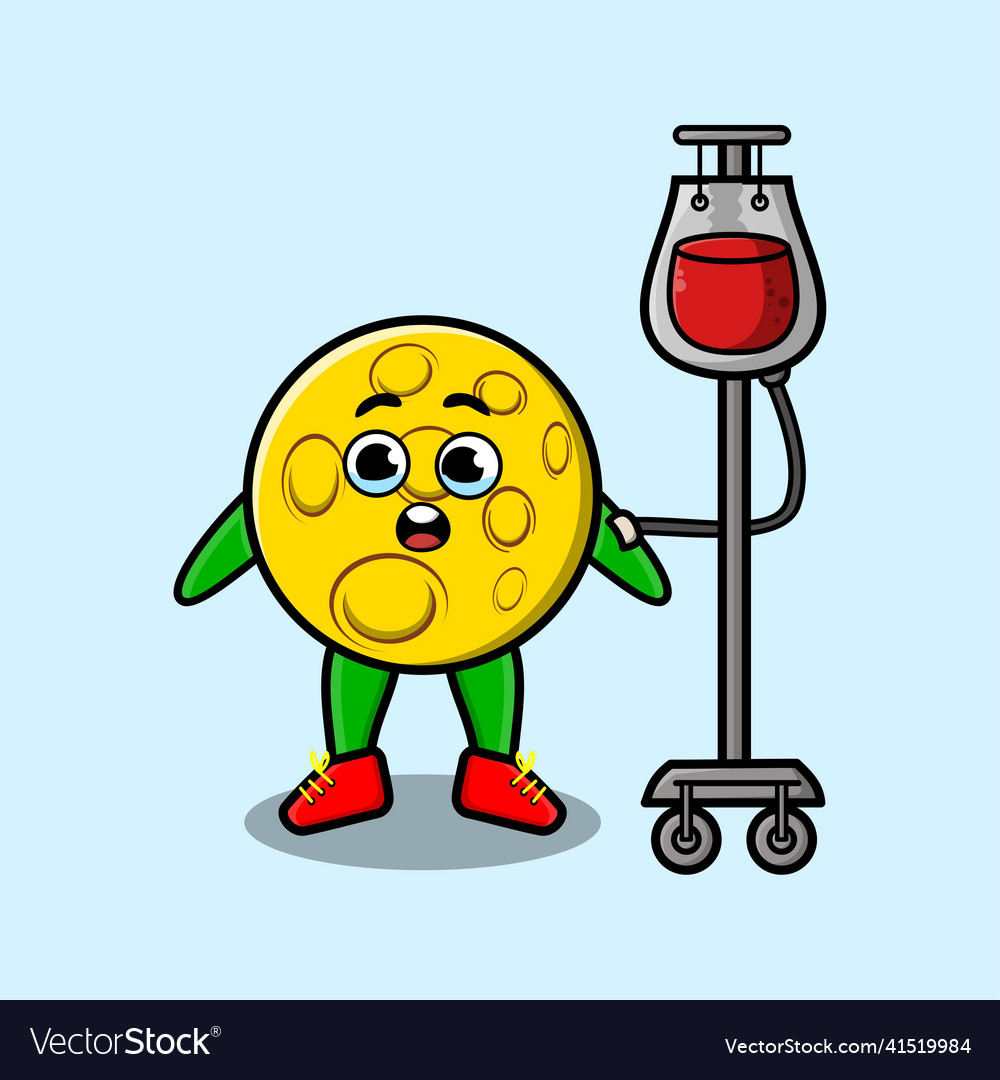 Cute cartoon of moon having blood transfusion Vector Image Cute cartoon of moon having blood transfusion Vector Image