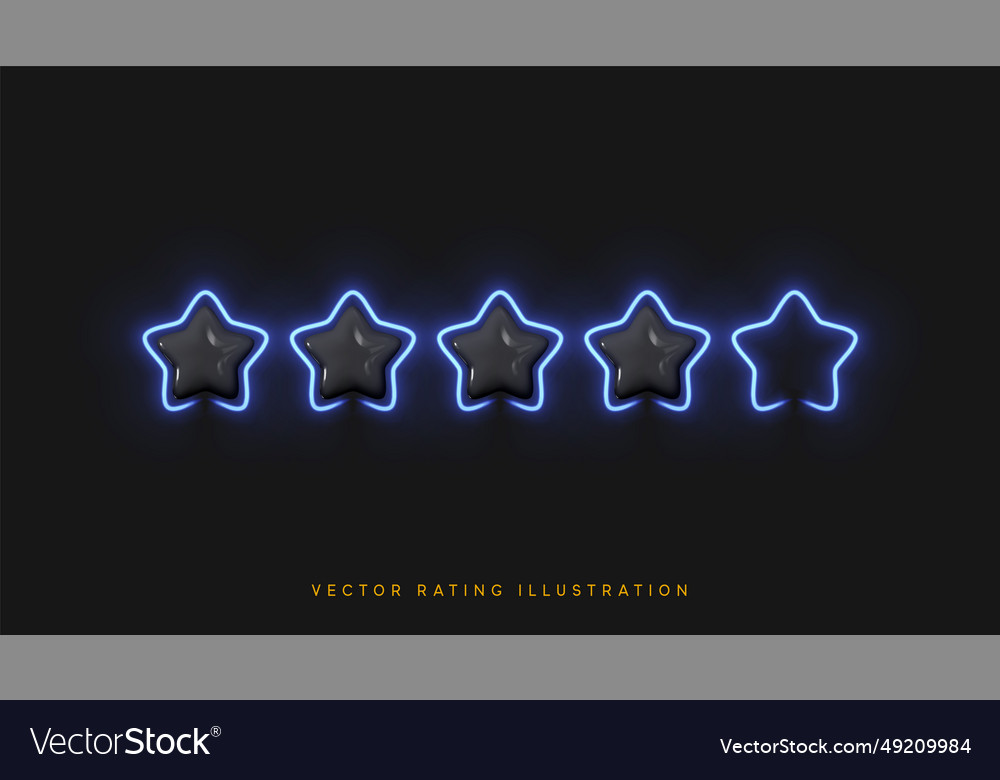 Five stars glossy black and blue colors customer Vector Image