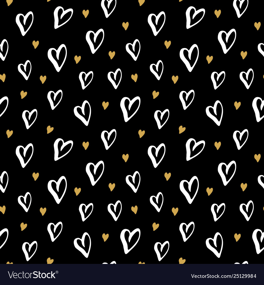 Heart symbol seamless pattern hand drawn sketch Vector Image