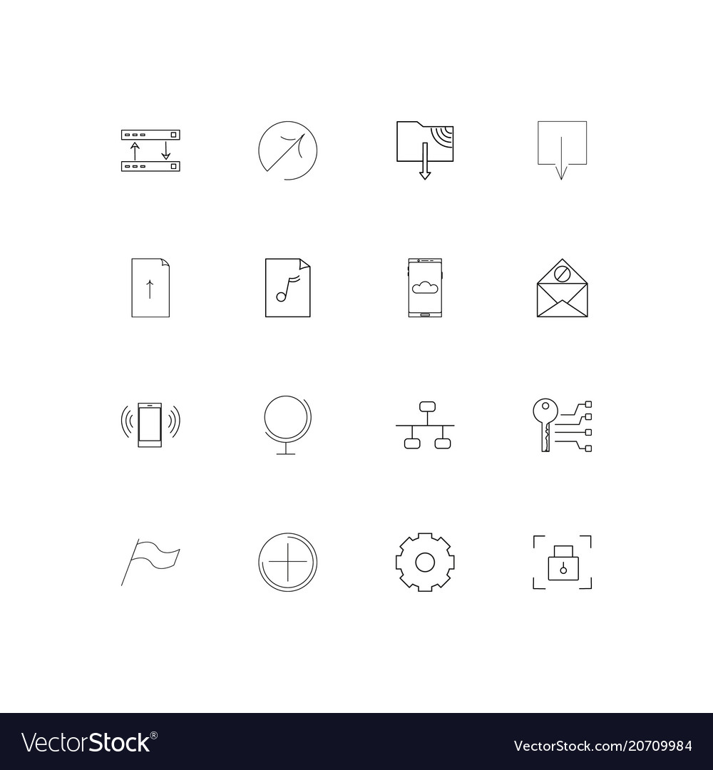 Internet technologies simple linear icons set