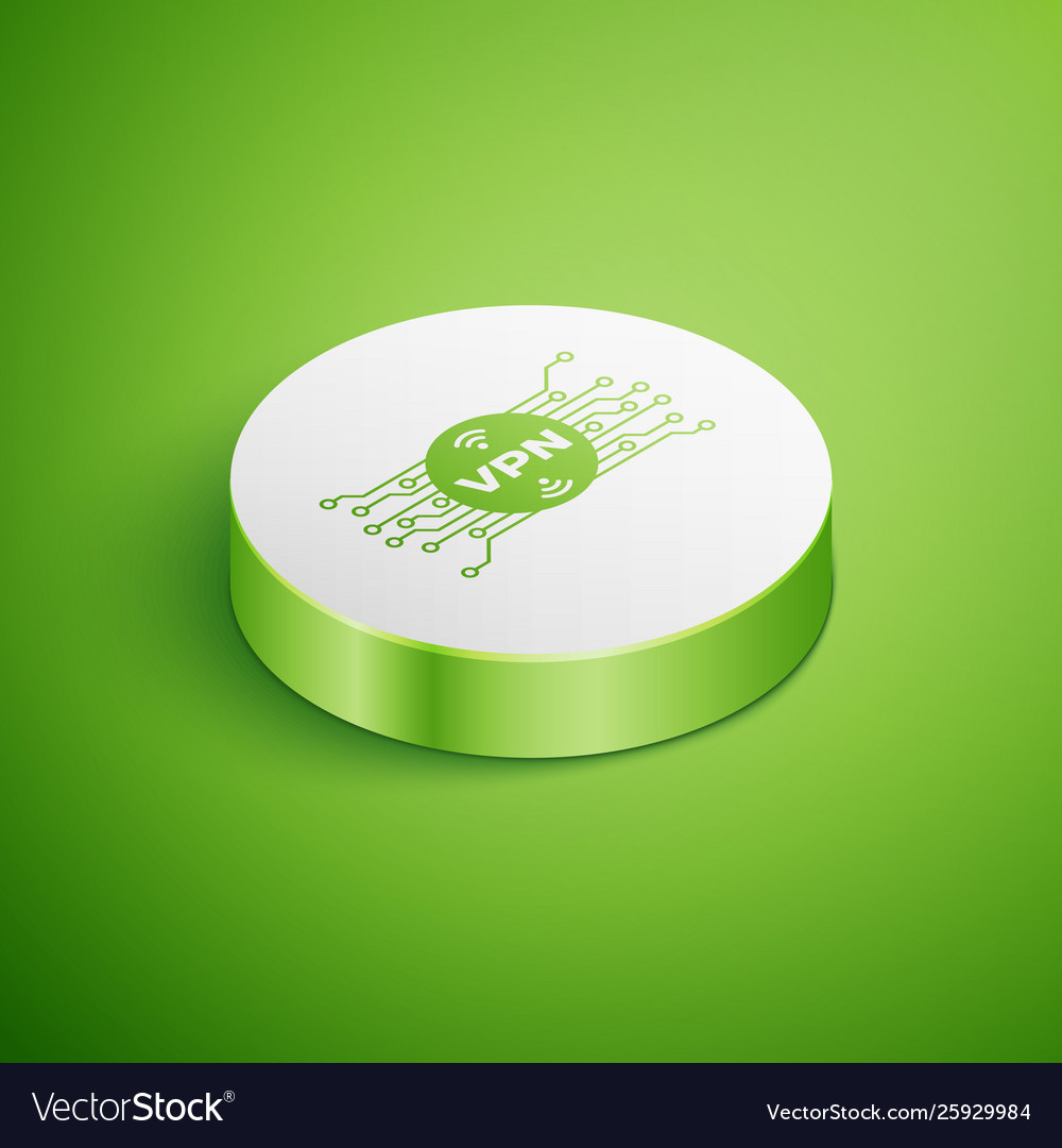 Isometric vpn in circle with microchip circuit vector image Isometric vpn in circle with microchip circuit