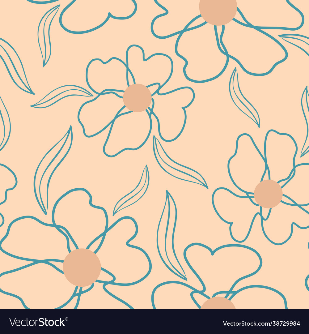 Monoline flowers pattern on sand background