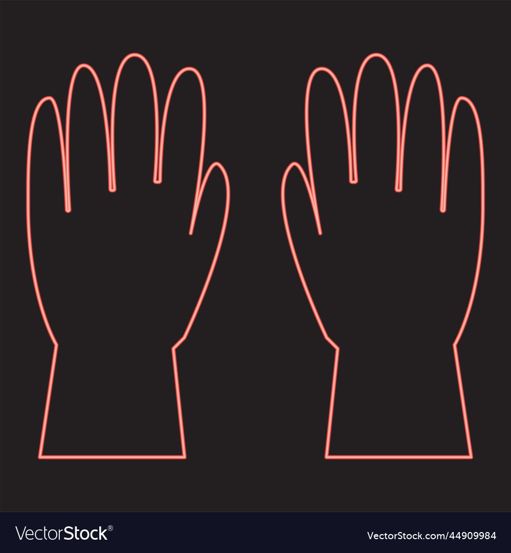 Neon working gloves red color image flat style Vector Image Neon working gloves red color image flat style