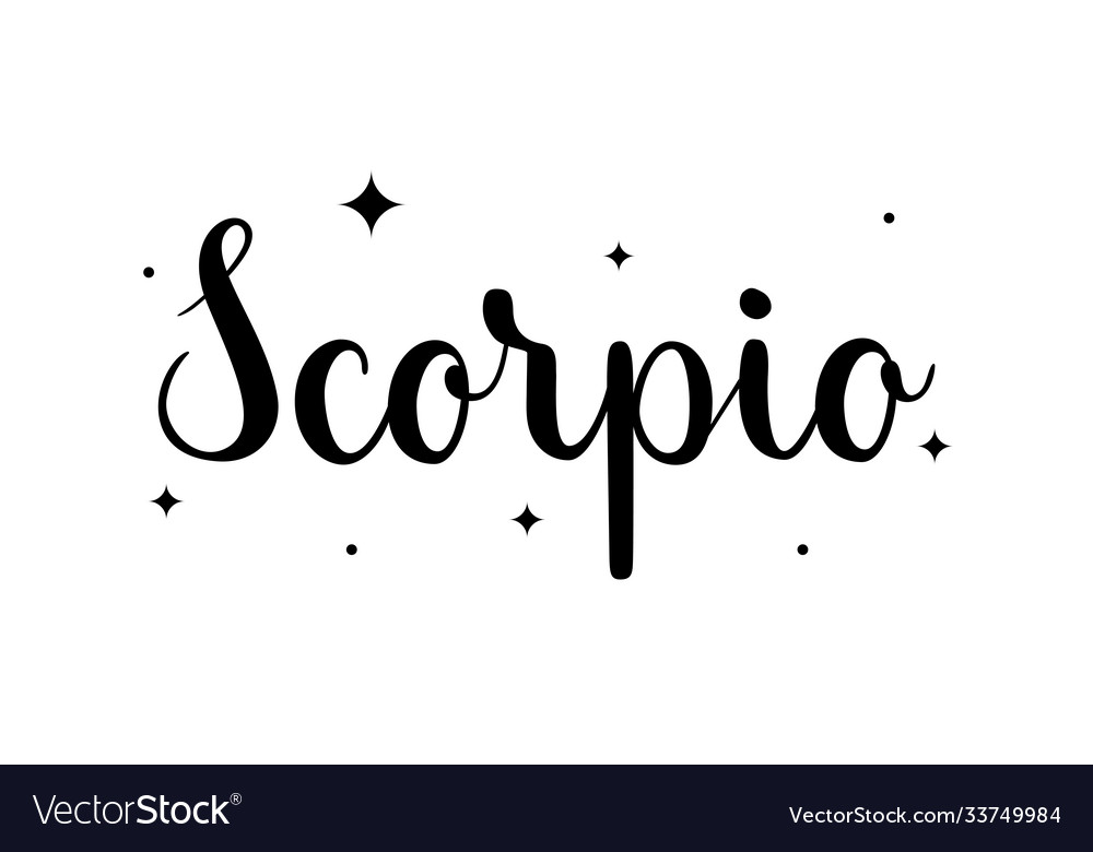Scorpio handwritten name sign zodiac vector image Scorpio handwritten name sign zodiac