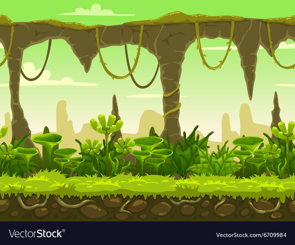 Seamless fantasy landscape Royalty Free Vector Image