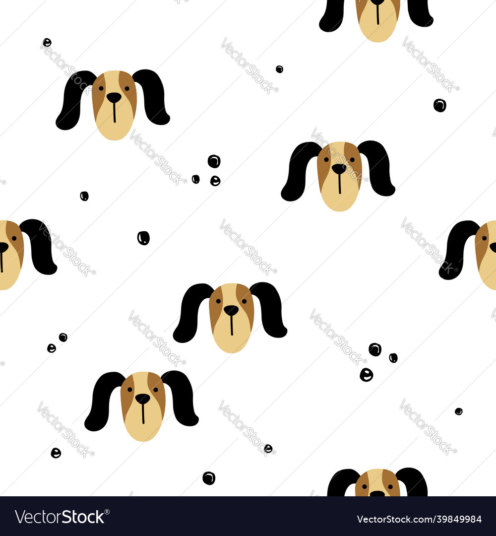 Seamless pattern with cute dog head vector image Seamless pattern with cute dog head