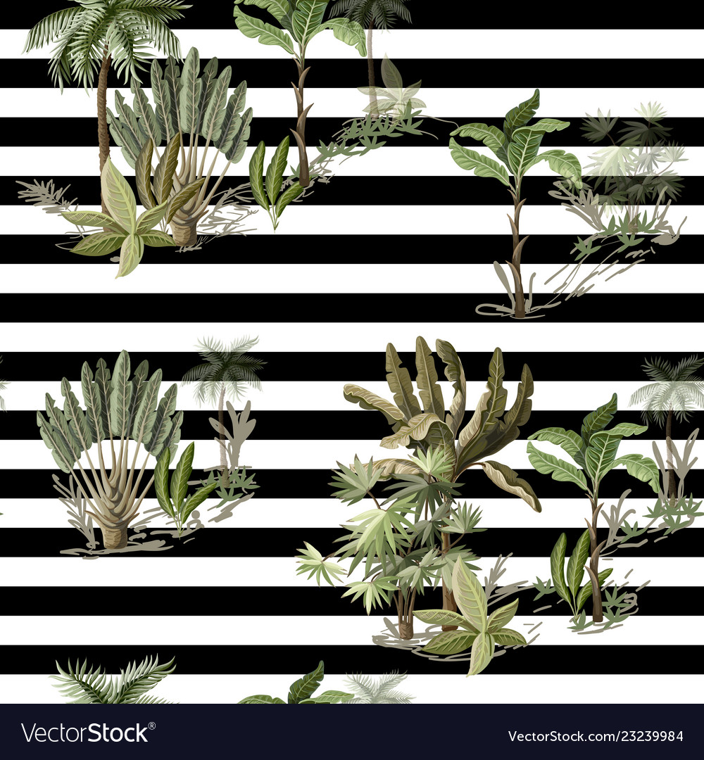 Seamless pattern with exotic trees