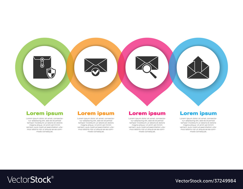 Set envelope with shield and check mark vector image Set envelope with shield and check mark