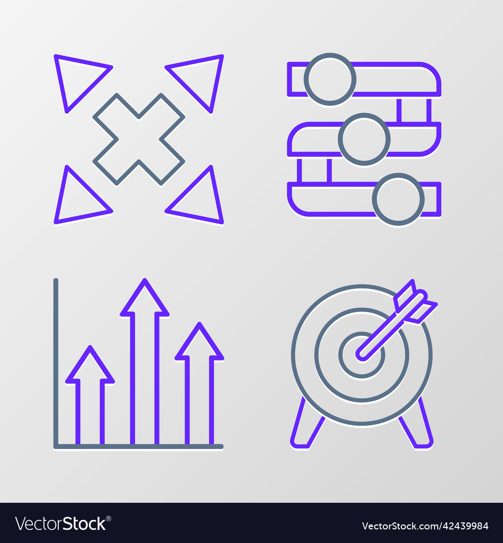 Set line target pie chart infographic graph vector image Set line target pie chart infographic graph