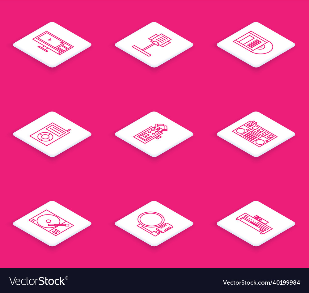 Set line video recorder or editor software Vector Image Set line video recorder or editor software