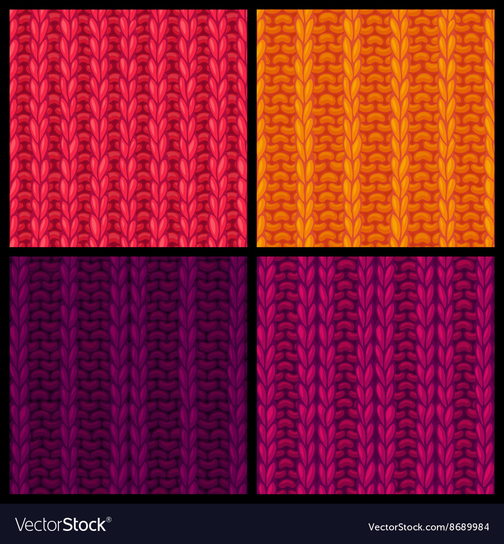 Set of colourful ribbing stitch patterns