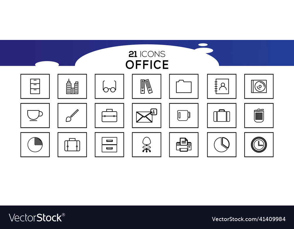 Simple set of office related line icons