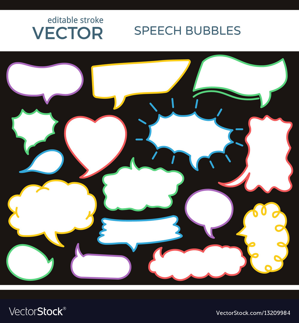 Sketched speech bubbles with editable stroke