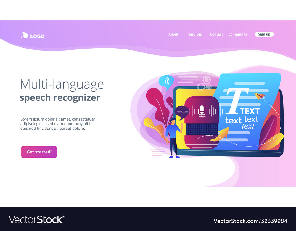Speech to text concept landing page vector image Speech to text concept landing page