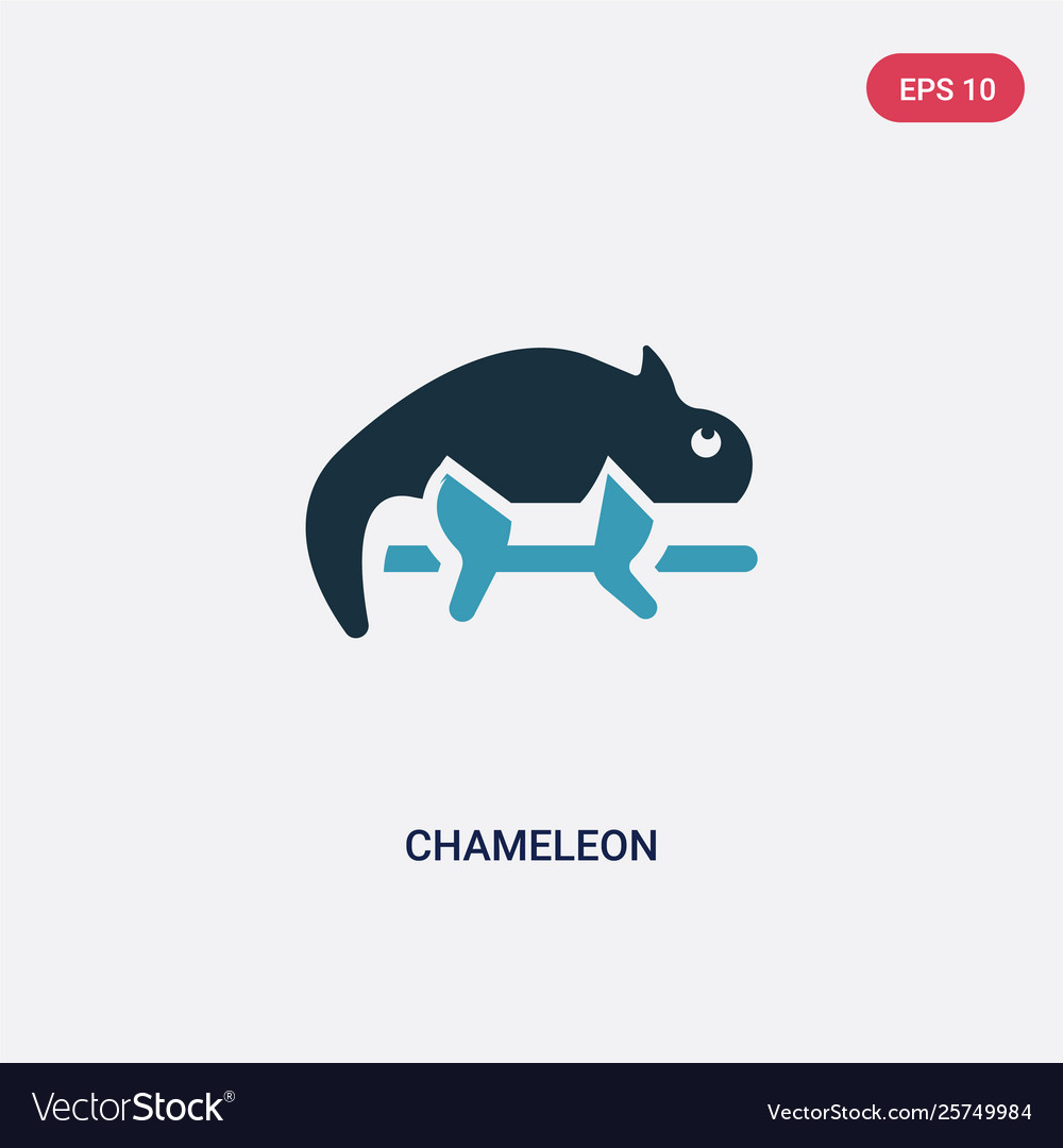 Two color chameleon icon from animals concept