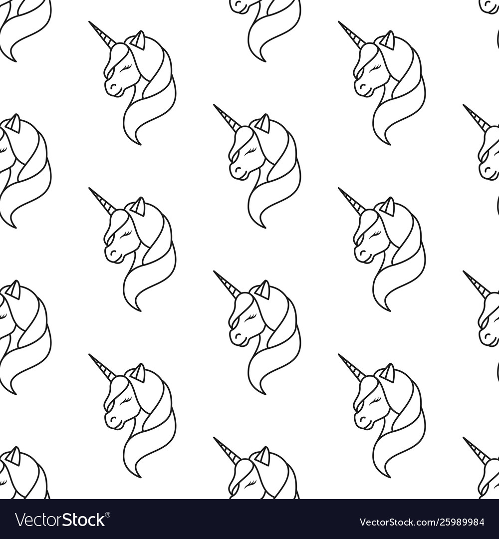 Unicorn Line Art Pattern