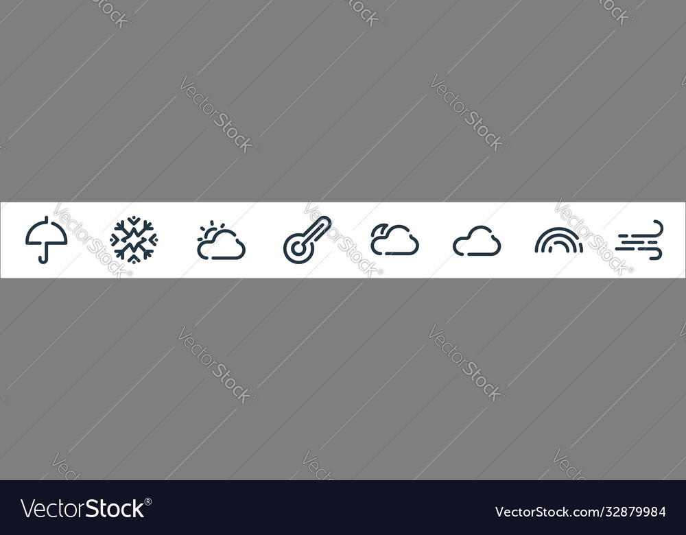 Weather line icons linear set quality vector image Weather line icons linear set quality