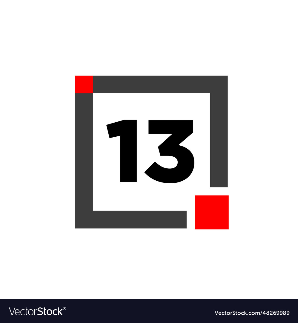 13 number with square box icon monogram vector image 13 number with square box icon monogram