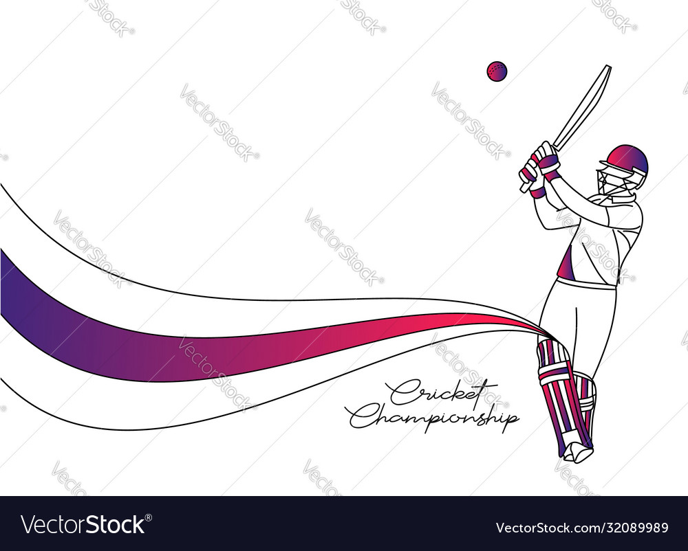 Abstract colorful pattern with batsman and bowler