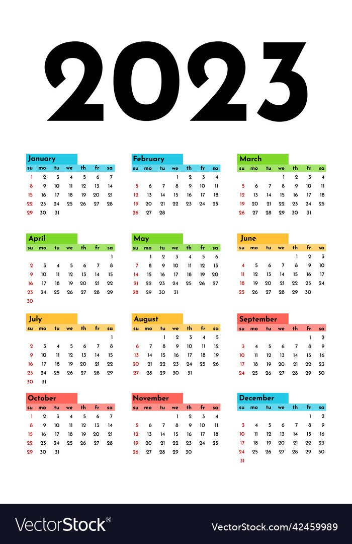 Calendar for 2023 isolated on a white background Vector Image