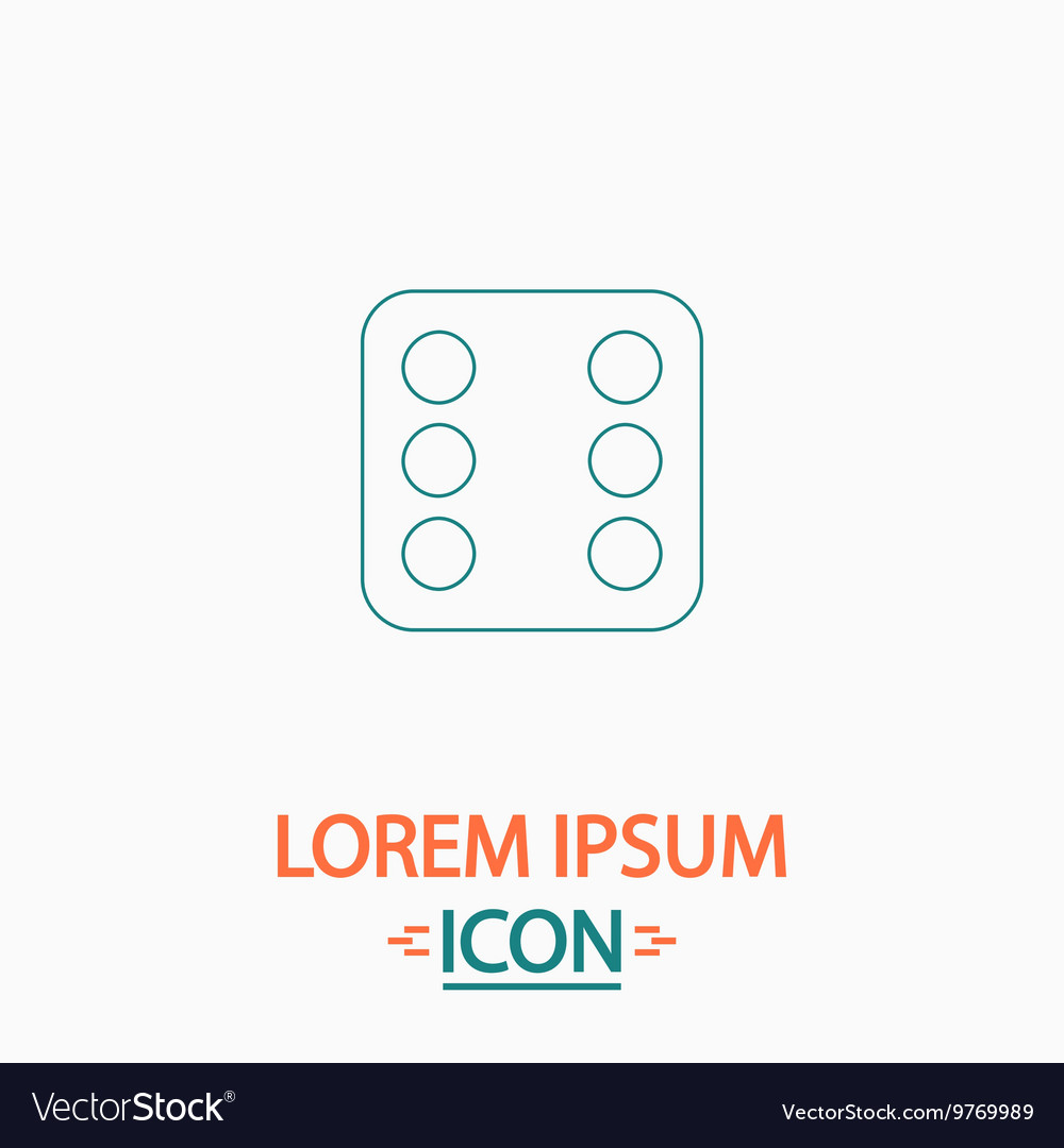 Dice 6 computer symbol vector image Dice 6 computer symbol